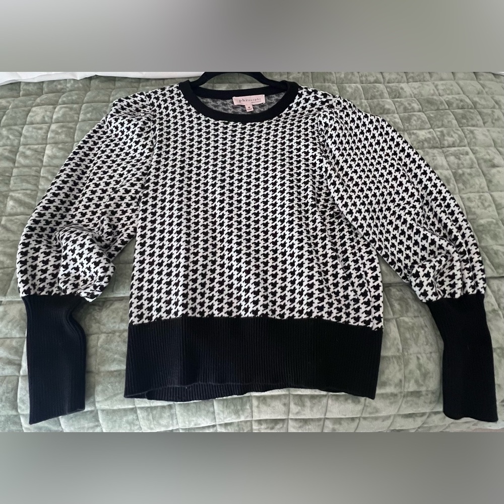 Philosophy Balloon Sleeve Houndstooth Sweater